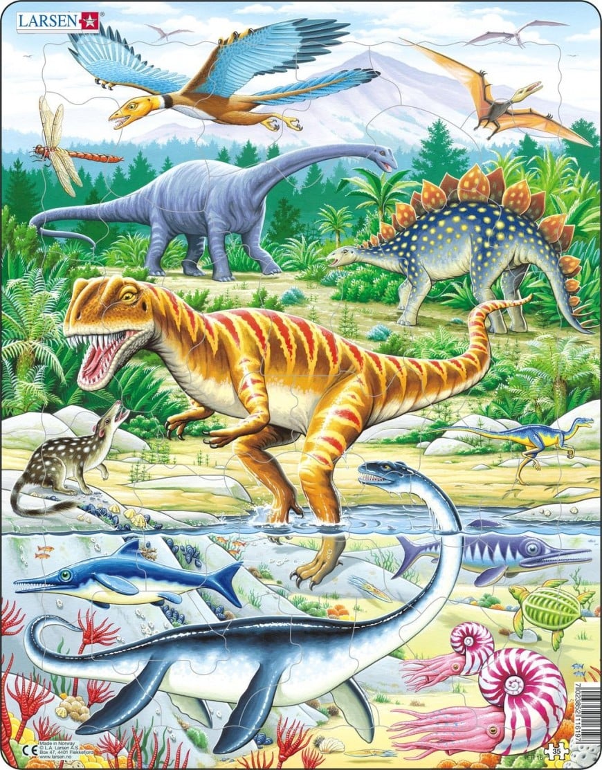 恐竜アロサウルス LARSEN社　ノルウェー 紙製パネルパズル